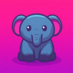 Naklejka premium Cute cartoon elephant sitting on a gradient background