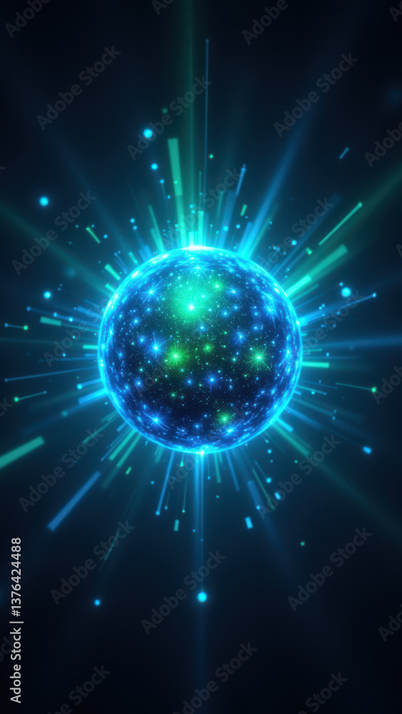 Poster a dynamic graphical representation of glp-1 with vibrant colors and energy particles radiating from 