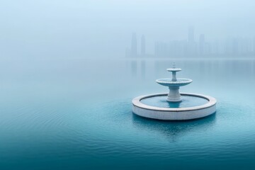A minimalist depiction of Neptune Fountain, symbolizing the city maritime history