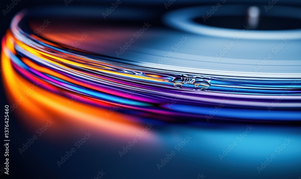Poster a dynamic close-up of water droplets on a surface creates an abstract of vivid colors and smooth ref