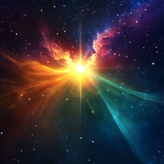 Fototapeta premium Beautiful cosmic nebula with colorful stars in space image