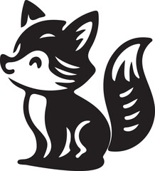 Cute Fox Silhouette Illustration  Black and White Animal Design