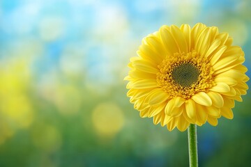 Obraz premium A vibrant yellow gerbera daisy against a soft, blurred background.