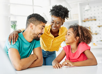 mother mom child daughter fun family man girl teenager teen  happy together happiness black african american bonding parent love father homework school education