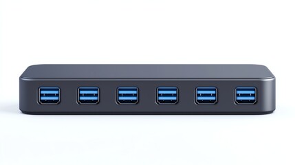 USB hub with multiple ports on a white background, ideal for connecting devices.