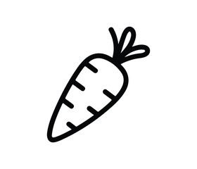Simple black line art illustration of a carrot.