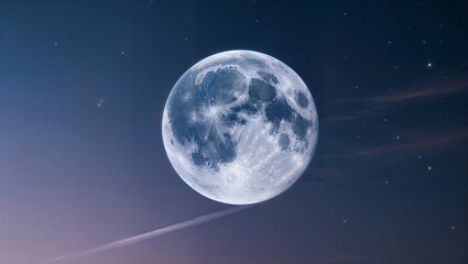 Majestic Full Moon with Craters and Clouds