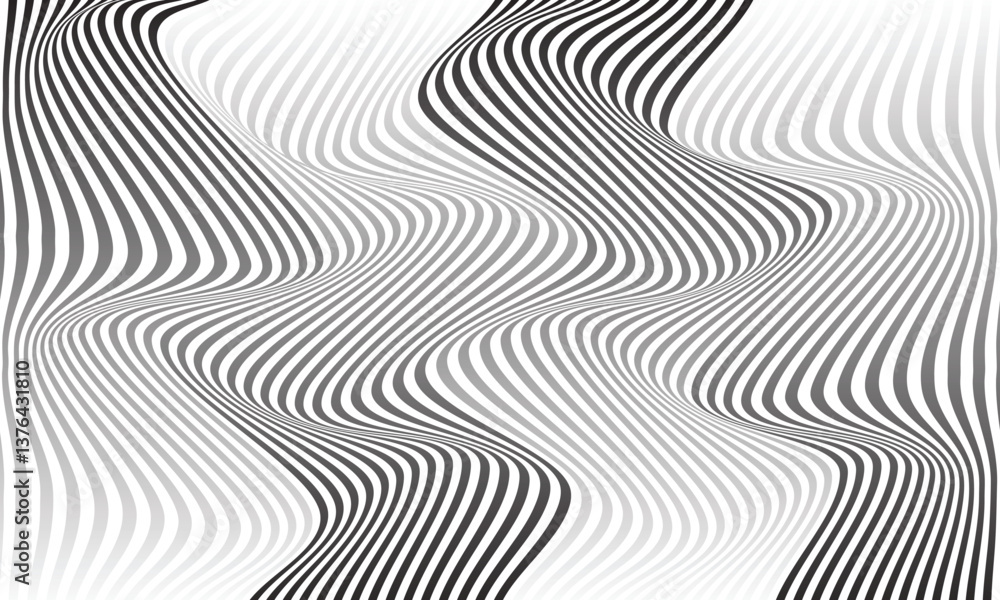 Aufkleber abstract geometric vertical gradient oblique wave line pattern.