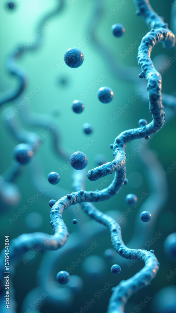 Aufkleber stem cell structure with highlighted glp1 molecule and rna strand.