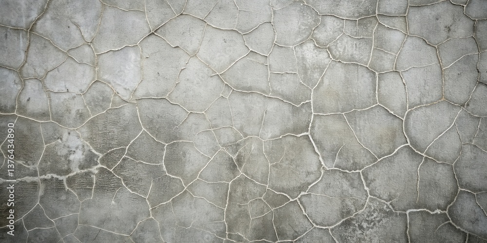 Poster highly detailed texture of a cracked surface, showing intricate network of fissures in a gray concre