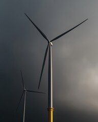 Dramatic Wind Turbines Against Stormy Skies Powering Sustainable Energy Solutions