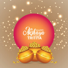 Happy akshaya tritiya vector illustration with kalash