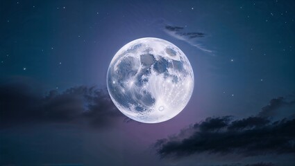 Curtains Luminous Full Moon in a Deep Blue Sky