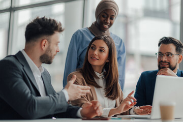Business people collaborating during meeting in office