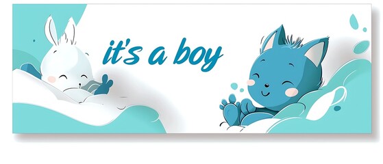 Baby Boy Announcement Banner