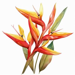 Vibrant tropical flowers hand-painted in watercolor style showcasing vivid hues and graceful forms