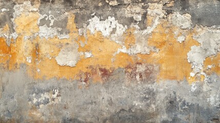 Obraz premium aged textured wall with peeling paint in shades of orange, gray and white. urban decay and rustic concept. background, texture design, banner