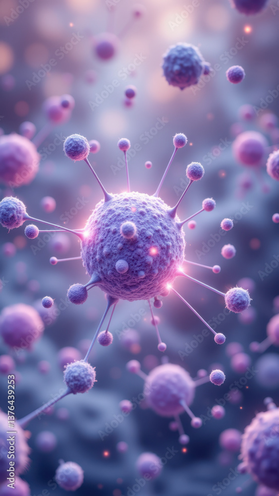 Aufkleber glp-1 molecule surrounded by other particles, illustrating its function in regulating glucose levels