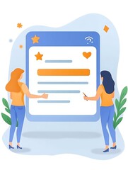 Women reviewing online form