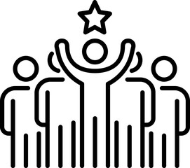 People Team Business Work Group Line Icon, Star, Raise your hand
