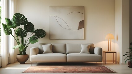 Modern Minimalist Living Room Interior with Elegant Decor