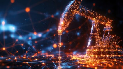 Futuristic oil extraction techniques digital art in a global industry