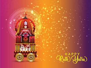 Happy rath yatra celebration for lord jagannath balabhadra and subhadra vector illustration