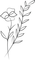 Black and white floral tree branch with leaves and floral background design