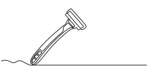 Razor Blade Continuous Line Icon, Razor  line art drawing illustration, Continuous line drawing of shaving razor, shave beard, one line, single line art, hand drawn, vector illustration, minimalist.