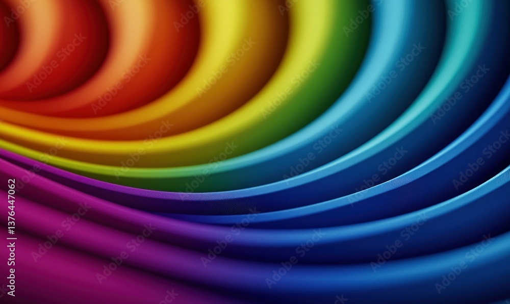 Poster a vibrant rainbow gradient curves gracefully, creating a smooth and colorful abstract design.