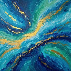 4K HD High-Quality Swirling Gold & Green Wallpaper Background | Abstract Hand-Painted Fluid Art