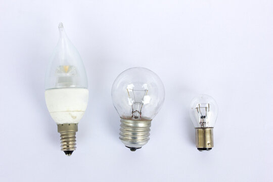 Three light bulbs isolated on white background.