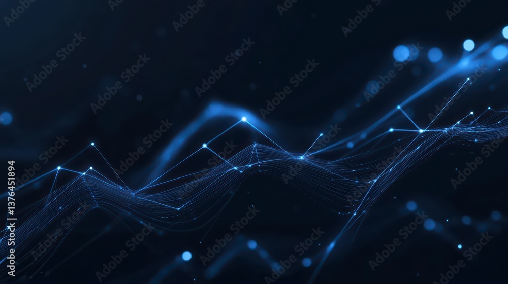 Poster data network: futuristic digital network graphic, showcasing interconnected nodes and data streams a