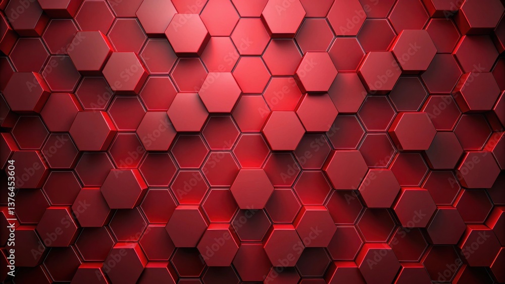 Poster Abstract Crimson Hexagonal Grid Pattern A Rich Textured Background for Design Projects
