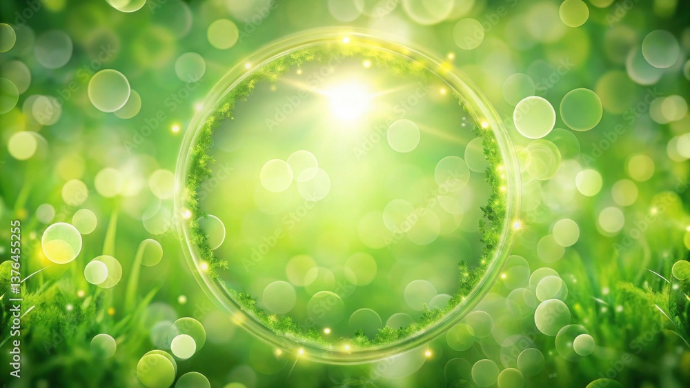 Leinwandbilder luminous green circle frame enveloped in a soft bokeh background of nature