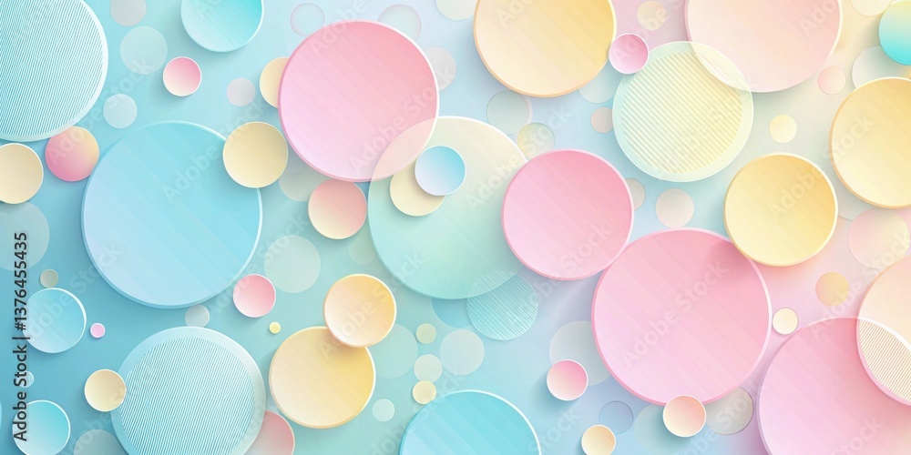 Poster Pastel Circles Abstract Background Design Featuring Overlapping Shapes and Subtle Textural Effects