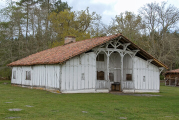 Obraz premium Maisons Landaises, Eco musée de Marquéze, Parc naturel des Landes de Gascogne, 40, Landes, France