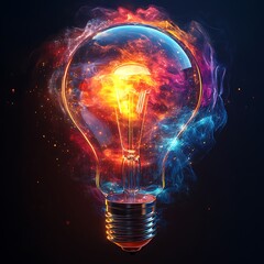 Sparkling Filament in Light Bulb Symbolizing Innovation Concept