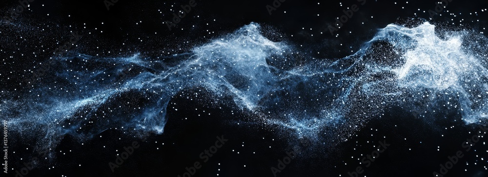Fototapete Abstract digital artwork depicting data flow and movement in ai with blue lines and white dots