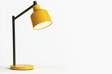 modern yellow desk lamp with sleek black stand, perfect for minimalistic decor