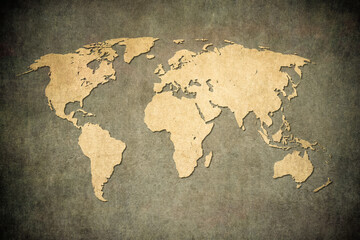 Old map of the world in grunge style. Perfect vintage background