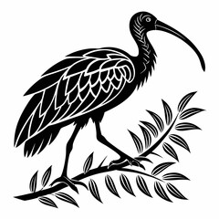 Scarlet ibis black silhouette icon vector