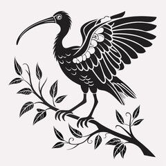 Naklejka premium Scarlet ibis black silhouette icon vector