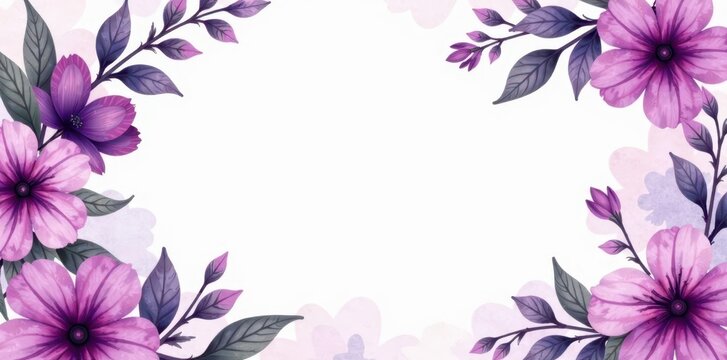 Elegant purple watercolor floral funeral program design, keepsake, floral