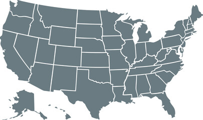 United States Vector Map with State Borders &ndash; Editable Silhouette Illustration