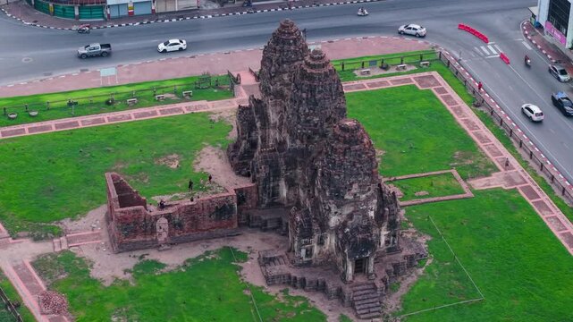 Phra Prang Sam Yod an ancient Khmer temple located in Lopburi province Thailand showcases its impressive stone architecture