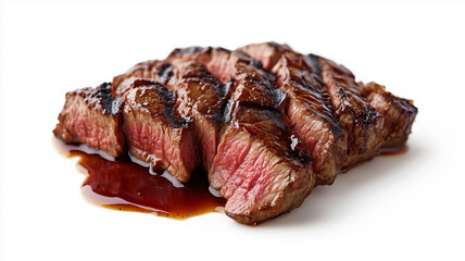 High-quality close-up of Beef Teriyaki on white background for advertising.