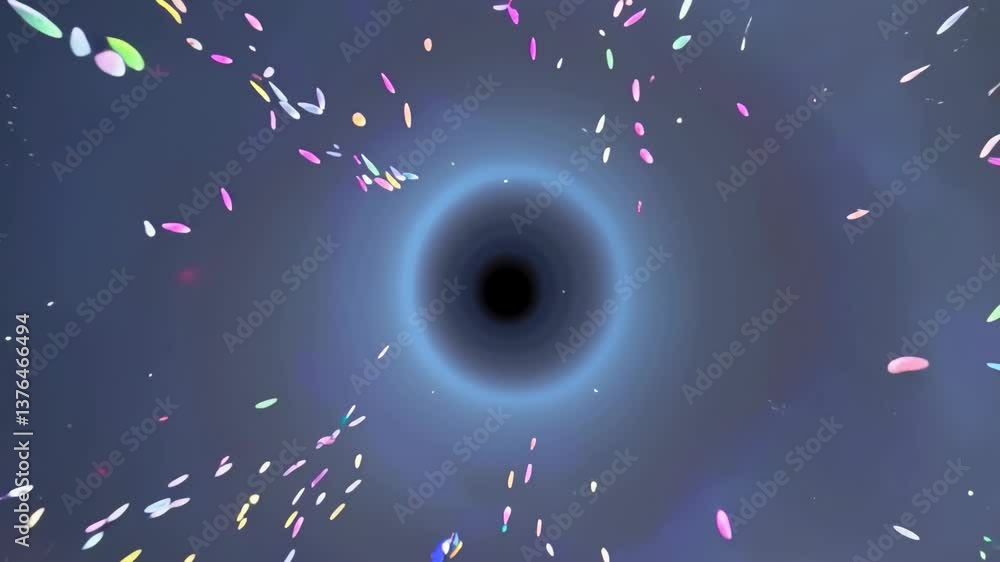 Poster 3d, 4k swirling vortex surrounded by vibrant colorful particles against a deep space background, cre