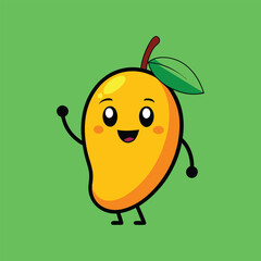 Cheerful Cartoon Mango Character Vector Design