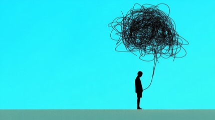 Abstract art concept for World Schizophrenia Day showing tangled thoughts and inner struggle